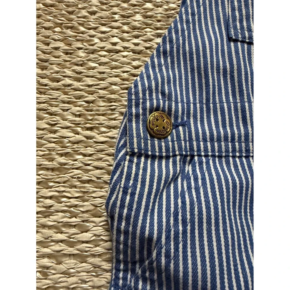 Vintage OshKosh Bgosh 80's Stripe Overalls Blue White Railroad Kids 6/9 Months